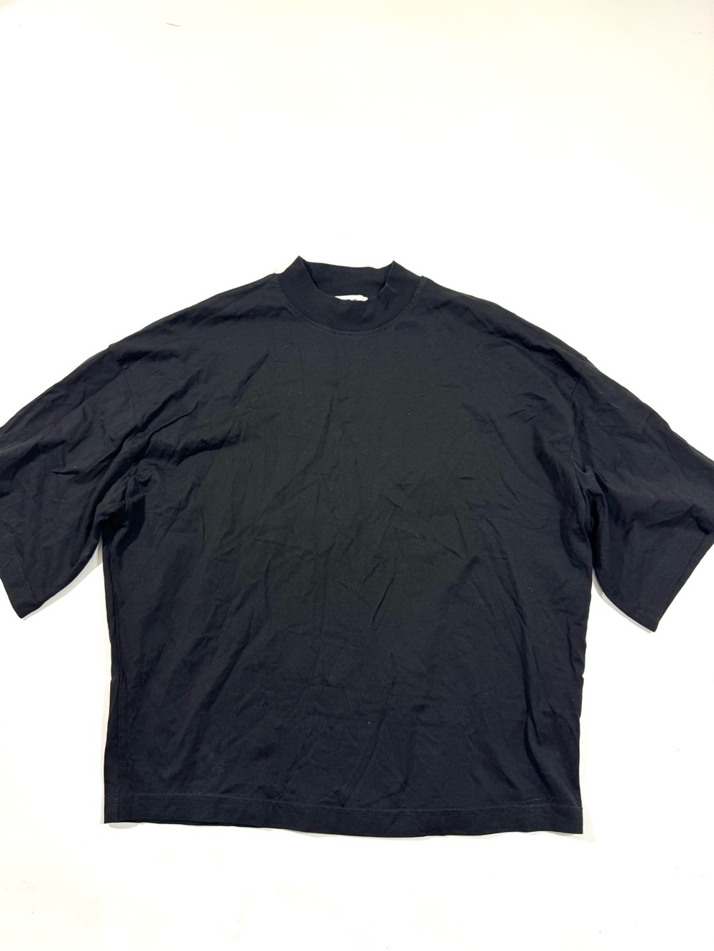 COS Mock Neck Tee Short Black Oversized Tapered Body